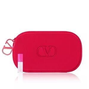 Valentino Bag 2pc beauty gift set w Red VLogo Cosmetic Pouch New Best gift GWP